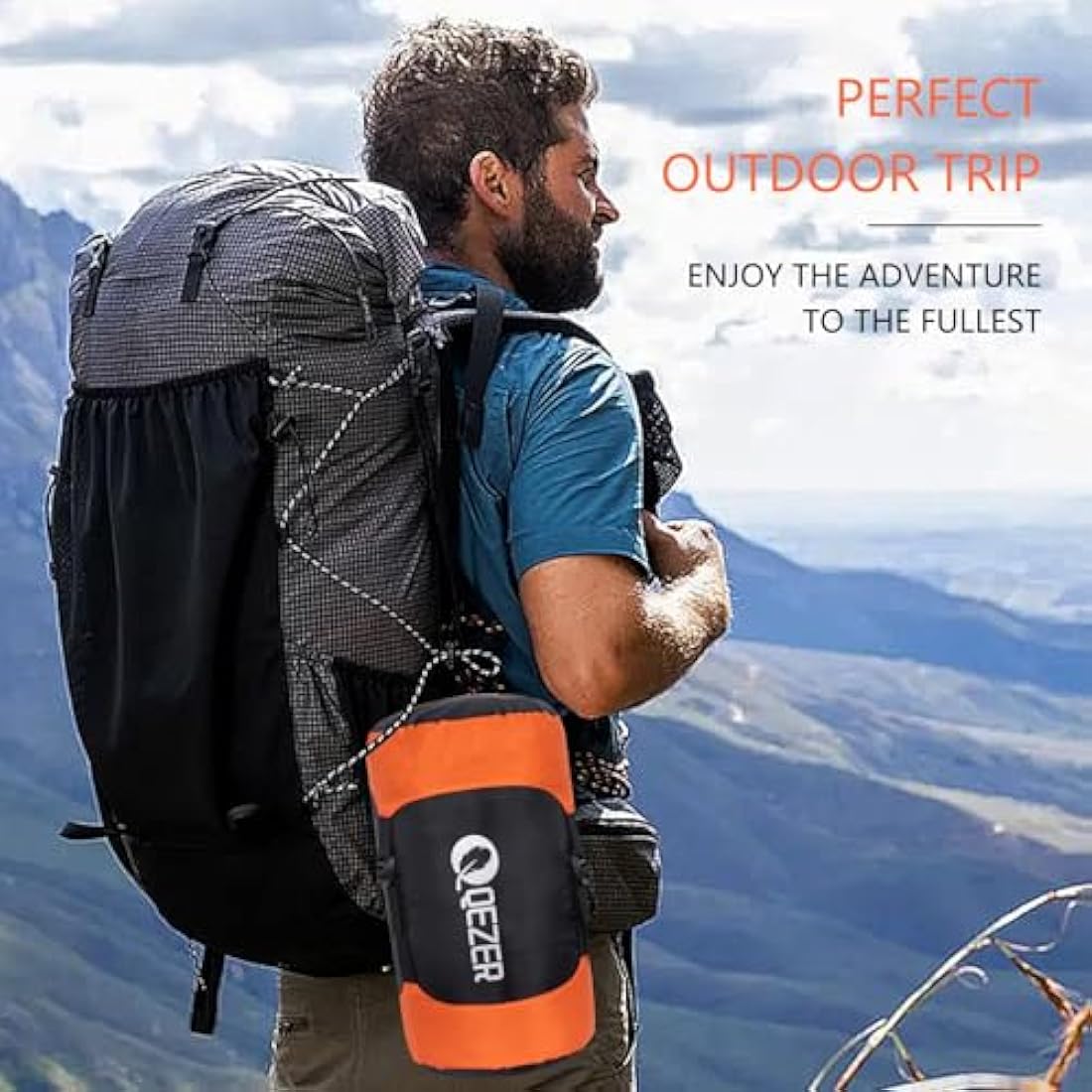 QEZER Down Sleeping Bag,Lightweight Rectangular Winter Sleeping Bag [1180g/1860g] for Adults and Kids 4 Season Camping, Hiking,Warehouse and Moutaineering Outdoor