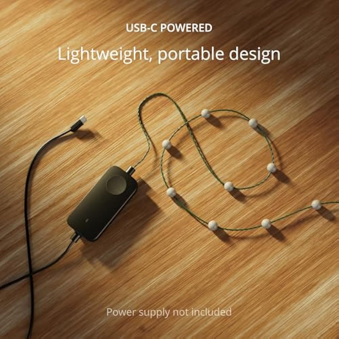 Twinkly Strings USB-C Pearls 200 LED, Pearl Shaped LED Light String, Christmas Lights, RGB Multicolor LED Lights, Mappable LEDs, Compatible with Alexa, Google Home, USB-C Power, Green Wire, 12m