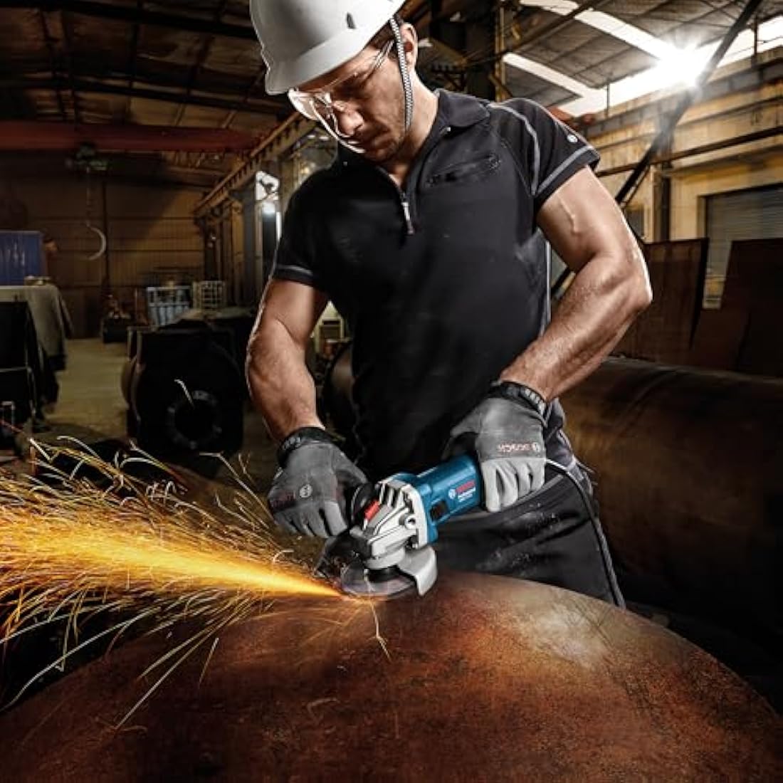 Bosch Professional Angle Grinder GWS 7-115 (110V, 720 W, disc diameter 115 mm, Includes Backing Flange, Locking Nut, Protective Guard)