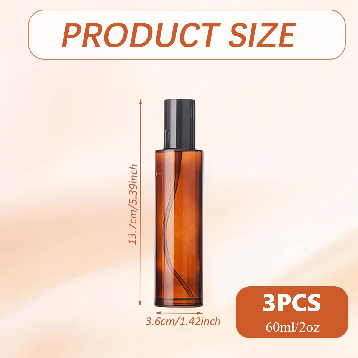 Upstore 3Pcs 60ml/2oz Empty Amber Glass Lotion Pump Bottles Soap Dispensers Bottle Jar Cosmetics Containers with Black Pump for Essential Oil