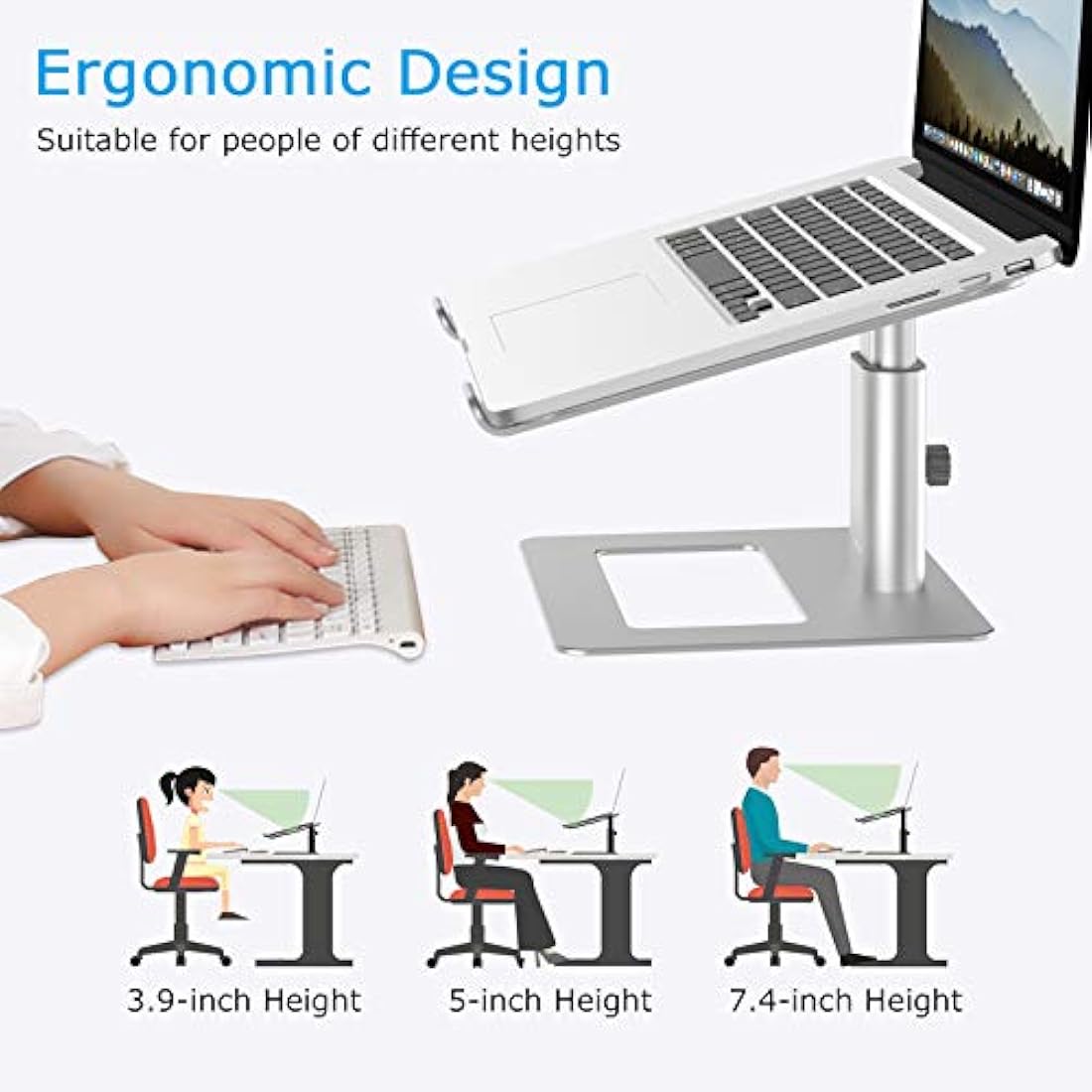 BoYata Laptop Stand, Height Adjustable Ventilated Laptop Holder, Notebook Stand Compatible with 10-17'' MacBook Pro/Air, Dell, HP, Samsung, Acer