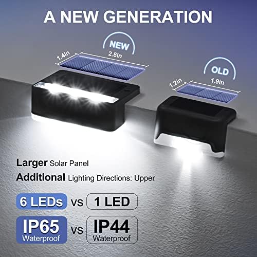 Solpex Solar Step Lights 16 Pack, Solar Outdoor Lights for Fence, IP65 Waterproof Solar Powered Outdoor LED Lights for Deck Porch Stair Yard Garden Patio Pool Decorations (Black, White)