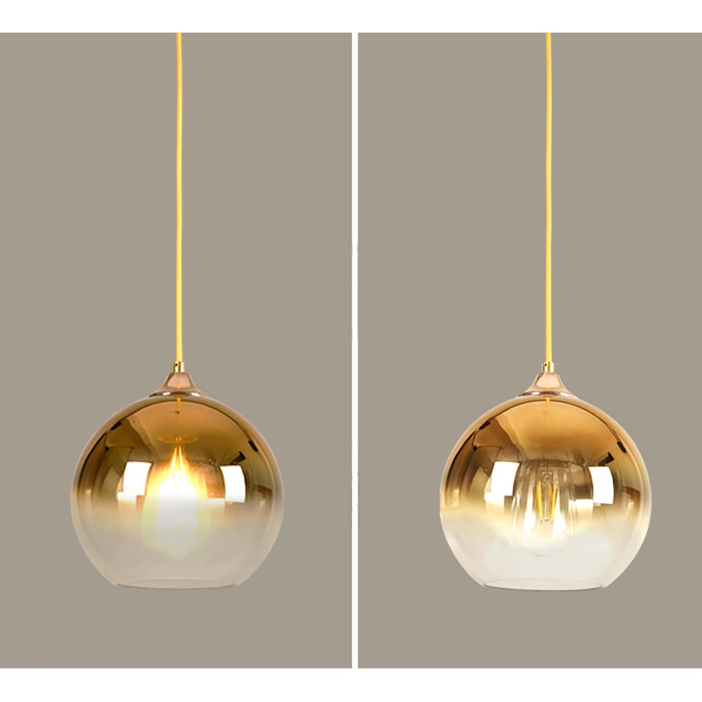 MZStech Spherical Gradient Color Glass Pendant Light Modern Glass Globe Lamp Chandelier Hanging Light (Gold, 20cm)