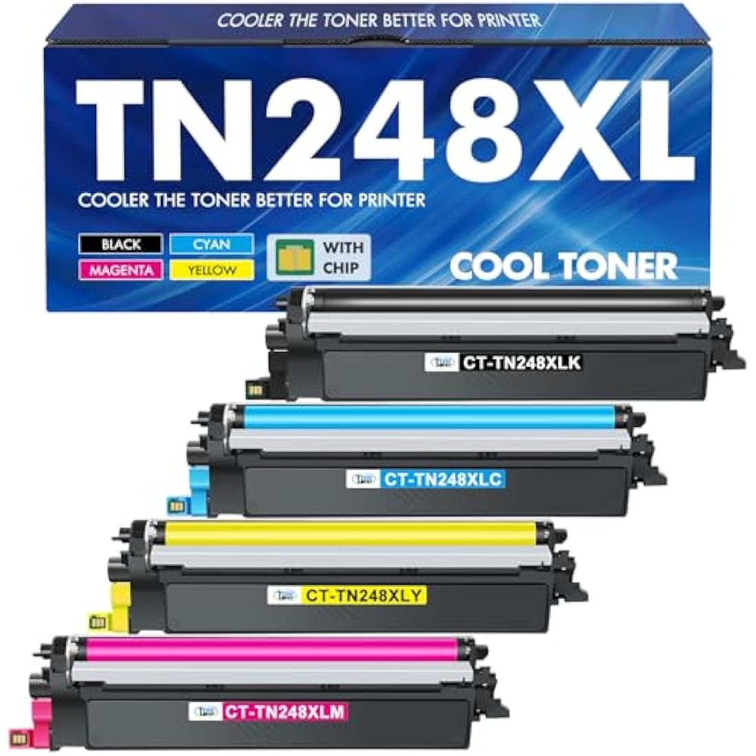 TN248 TN248XL TN-248XL MFC-L3740CDWE Toner: Compatible for Brother DCP-L3560CDW MFC-L3760CDW TN-248 HL-L3240CDW TN 248XL 248 TN-248CMYK HL-L3220CWE MFC-L3740CDW MFC-L8390CDW DCP-L3520CDWE Cartridge