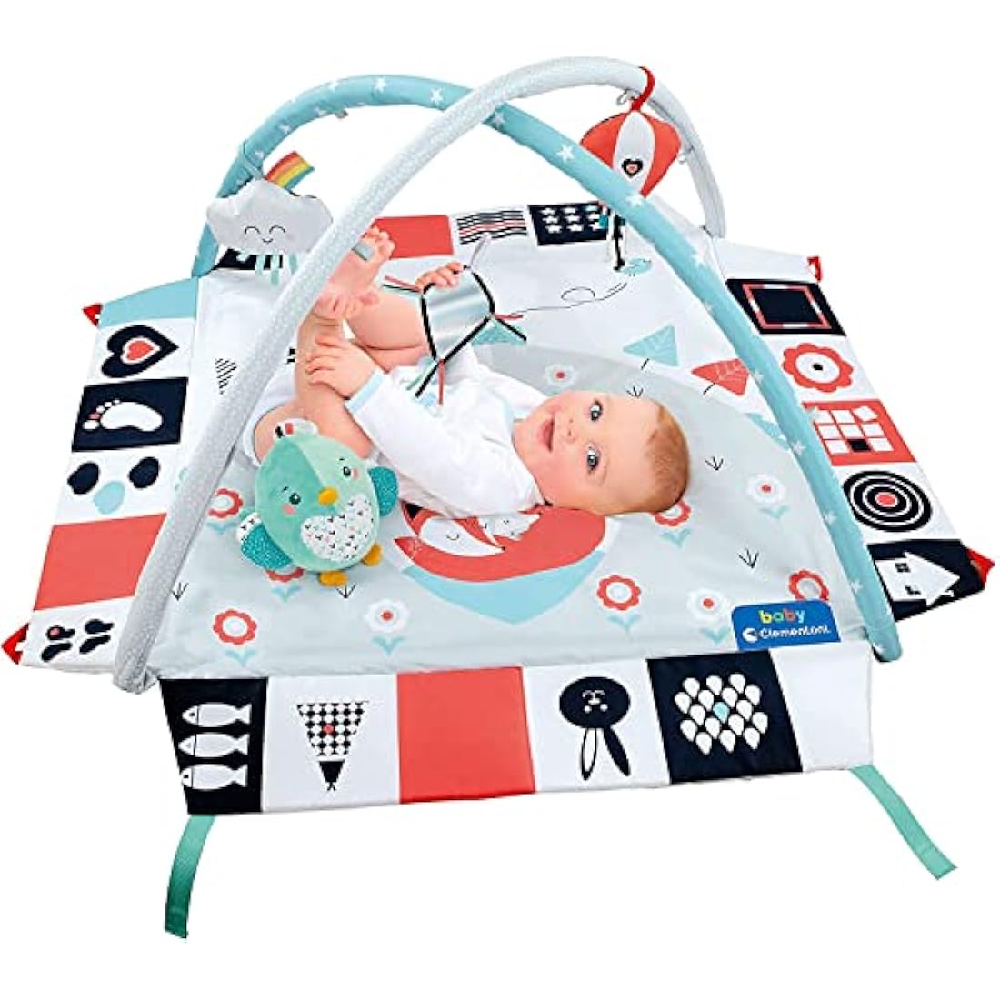 Clementoni 17319, Black And White Musical Play Mat For Babies With Soft Toys, 0 Months Plus
