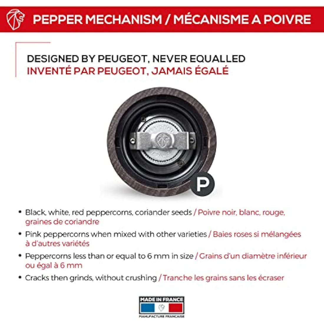 Peugeot Saveurs d'Epices Paris U'Select Pepper Mill, Wood, Chocolate, 7.60 x 7.60 x 40.00 cm