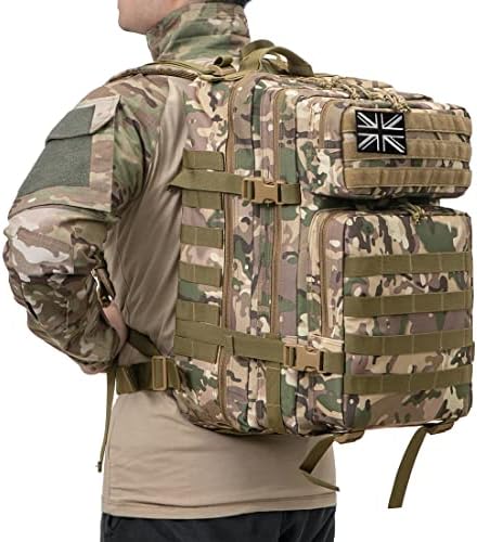 QT&QY 45L Military Tactical Backpacks Molle Army Assault Pack 3 Day Bug Out Bag Hiking Treeking Camouflage Hunting Rucksack