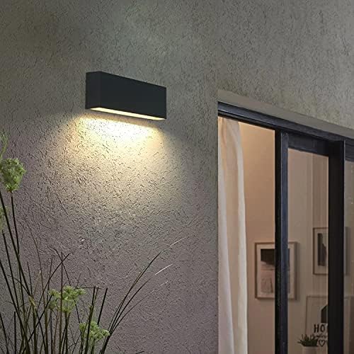 DAWALIGHT Outdoor Wall Lights Mains Powered 2 Pack LED 6W LED 3000K Warm White IP65 Waterproof Outside Wall Wash Down Lights for Garden Front Door Patio Terrance Balcony Porch, Plastic, Dark Grey