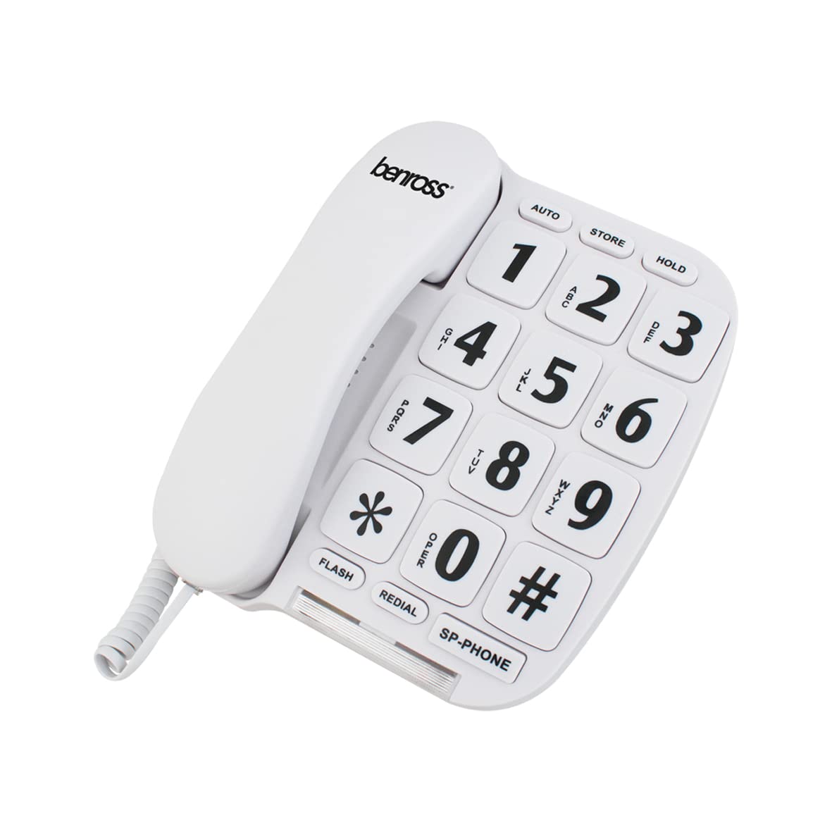 Benross 44580 Jumbo Big Button Home Landline Telephone for Elderly and Disabled/White/Hands Free Function/Adjustable Volume/Number Memory and Redial