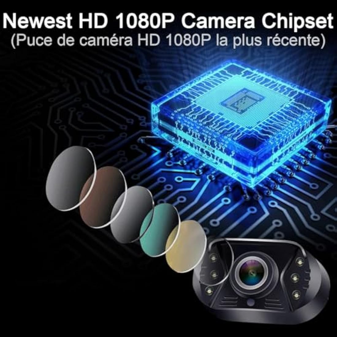 Reversing Camera Ease Setup Plug-Play - Color Clear Image Night Vision DIY Guide Lines HD 1080P No-Delay Rear View Camera with Monitor Waterproof LED with On/Off Switch for Car/SUV/Truck Tomoia T1