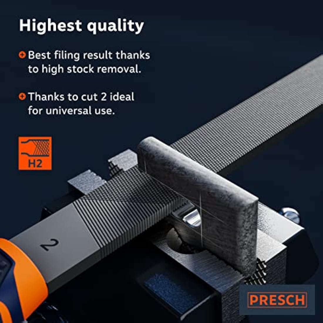 Presch File Set Metal and Wood 6 pcs. with Bag - Professional File Set incl. Half-Round rasp, Flat Stump File, Half-Round File, Round File, Triangular File and Square File