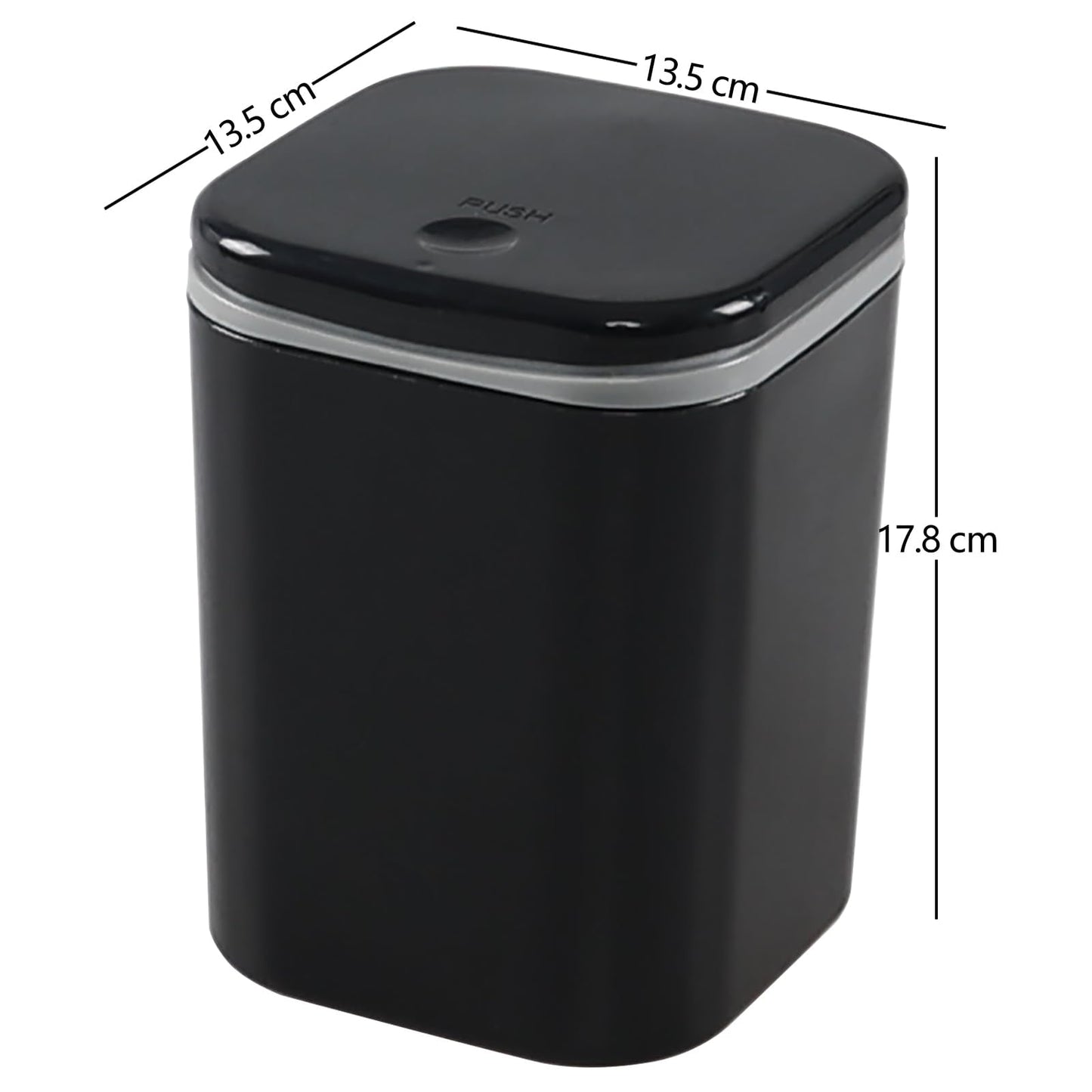 Julyeen Mini Plastic Desktop Paper Trash Bin, Bathroom Bins with Lid, Black