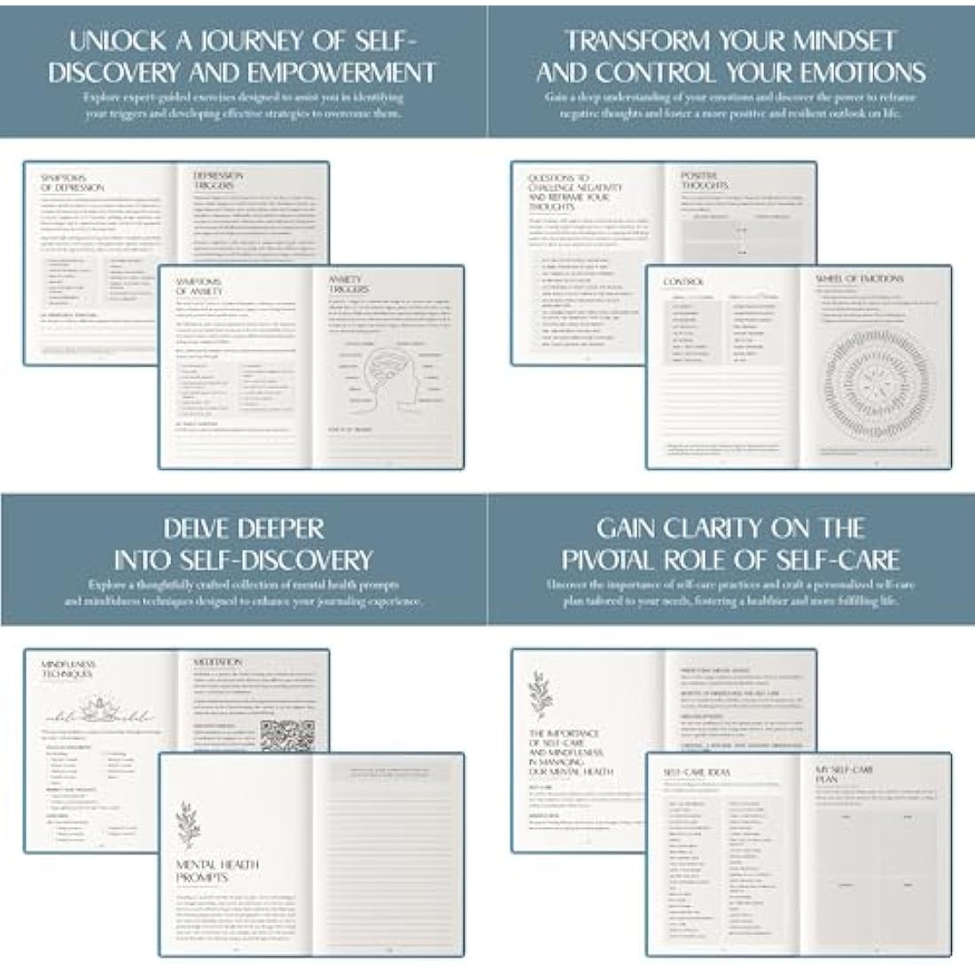 LIFTINSPIRE CO. FINDING BALANCE Mental Health Journal – 6-Month Daily Journal with Prompts for Mindfulness, Self-Care & Healing – Anxiety & Depression Relief – Blue Hardcover