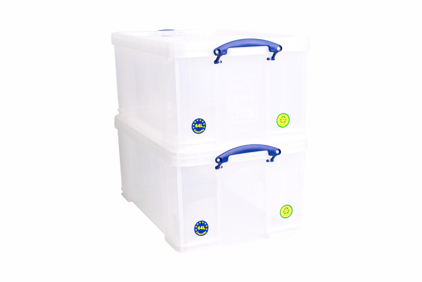 Really Useful Box Plastic Storage 64 Litre Clear (Pack of 2)