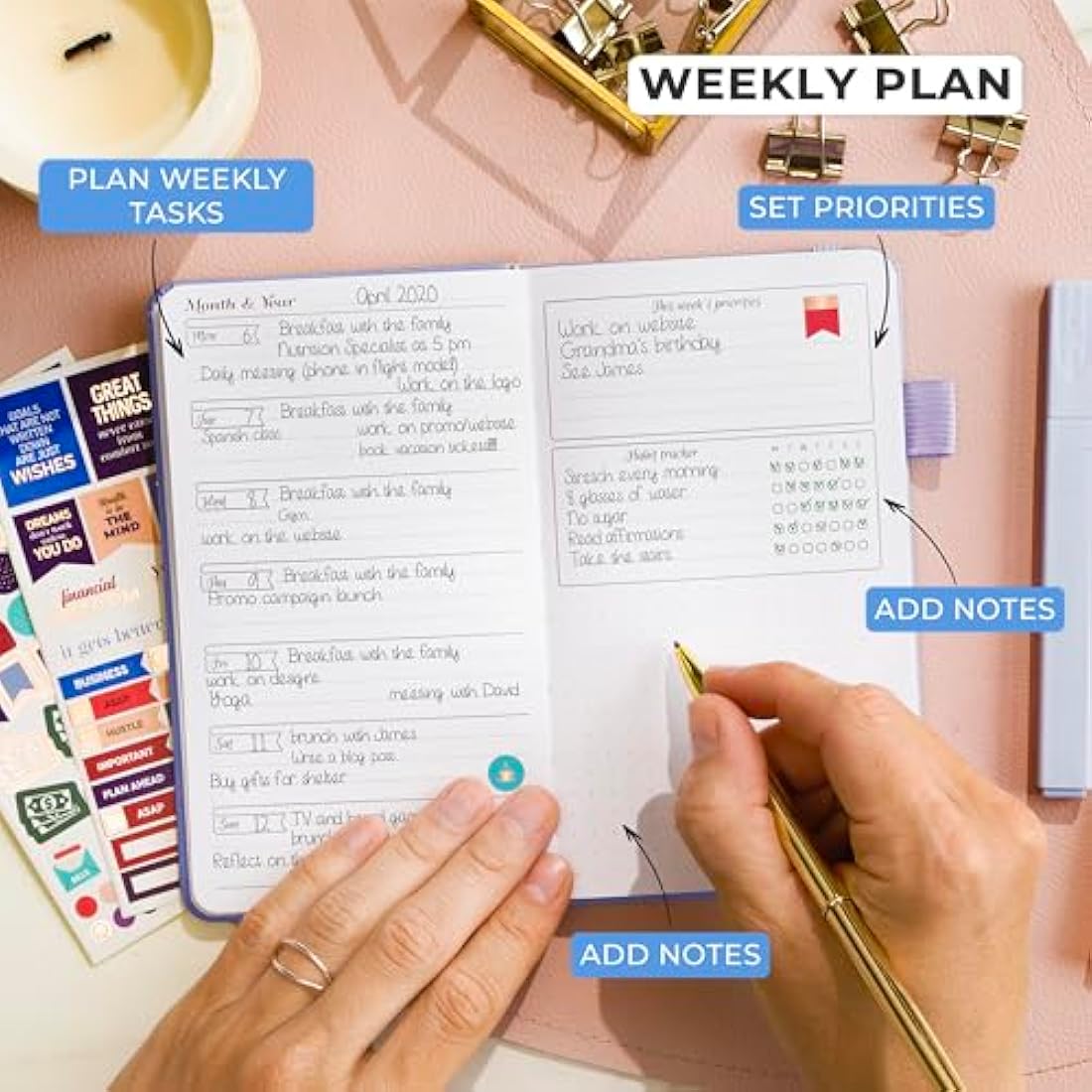GoGirl Planner and Organizer for Women – Pocket Weekly Planner, Goals Journal & Agenda for Time Management & Productivity. Undated (Lavender)
