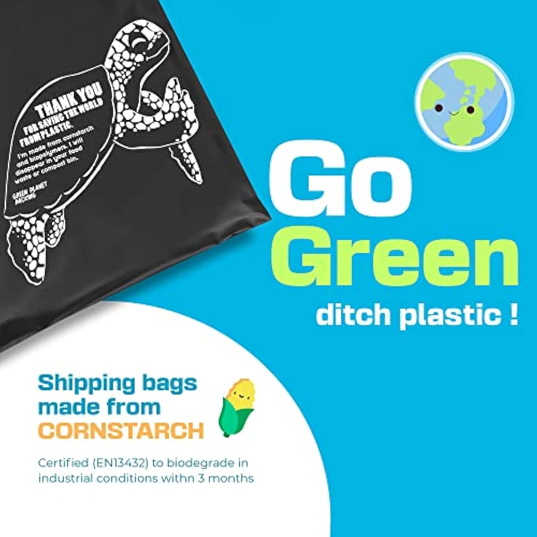 Compostable Mailing Bags,Biodegradable Mailing Bags,Eco Friendly Mailers 7 x 9" (18.5 x 23 cm) |25PK|