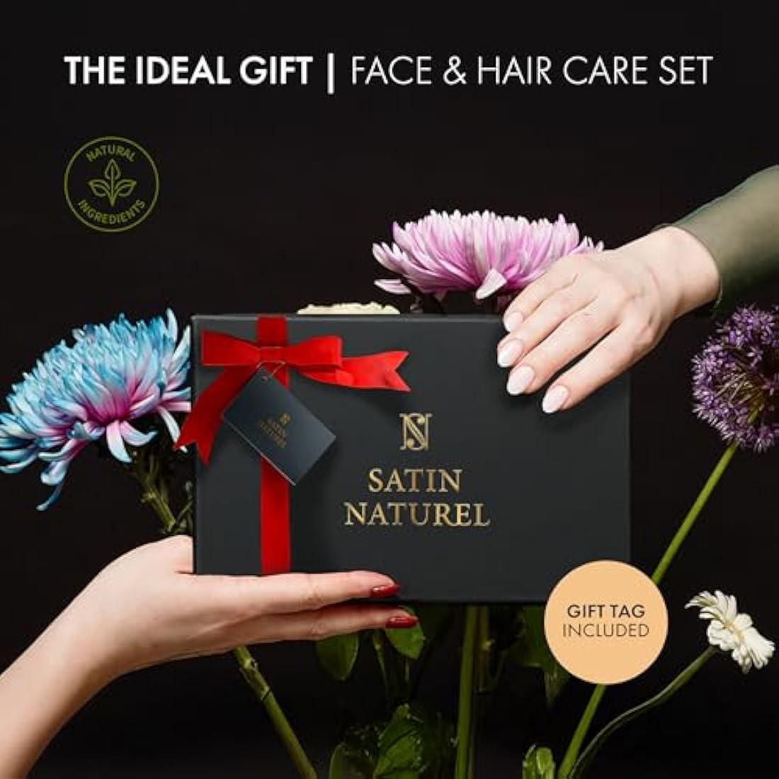 Satin Naturel Luxury Gift Set for Women – 5x30ml Skincare Bundle with Hyaluronic Acid Serum, Vitamin C Serum, Aloe Vera Gel, Argan Oil & Moisturiser – Skincare Set for Her in Premium Gift Box