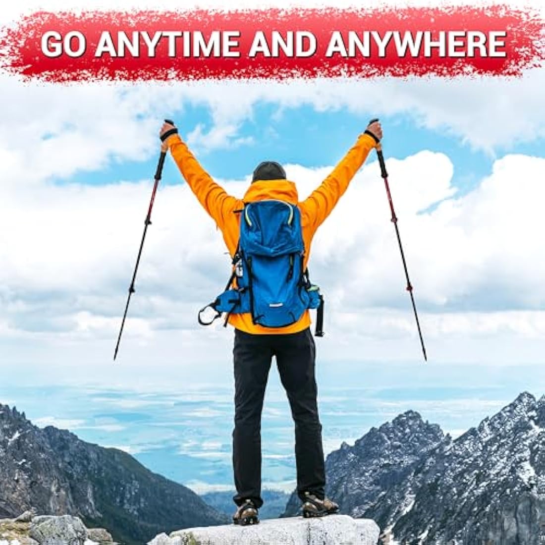 TheFitLife Trekking Poles - Lightweight 7075 Aluminum Hiking Sticks with Cork Grips, Adjustable Telescopic Design, Metal Flip Lock for Men & Women - Perfect for Hiking, Walking, Camping & Backpacking
