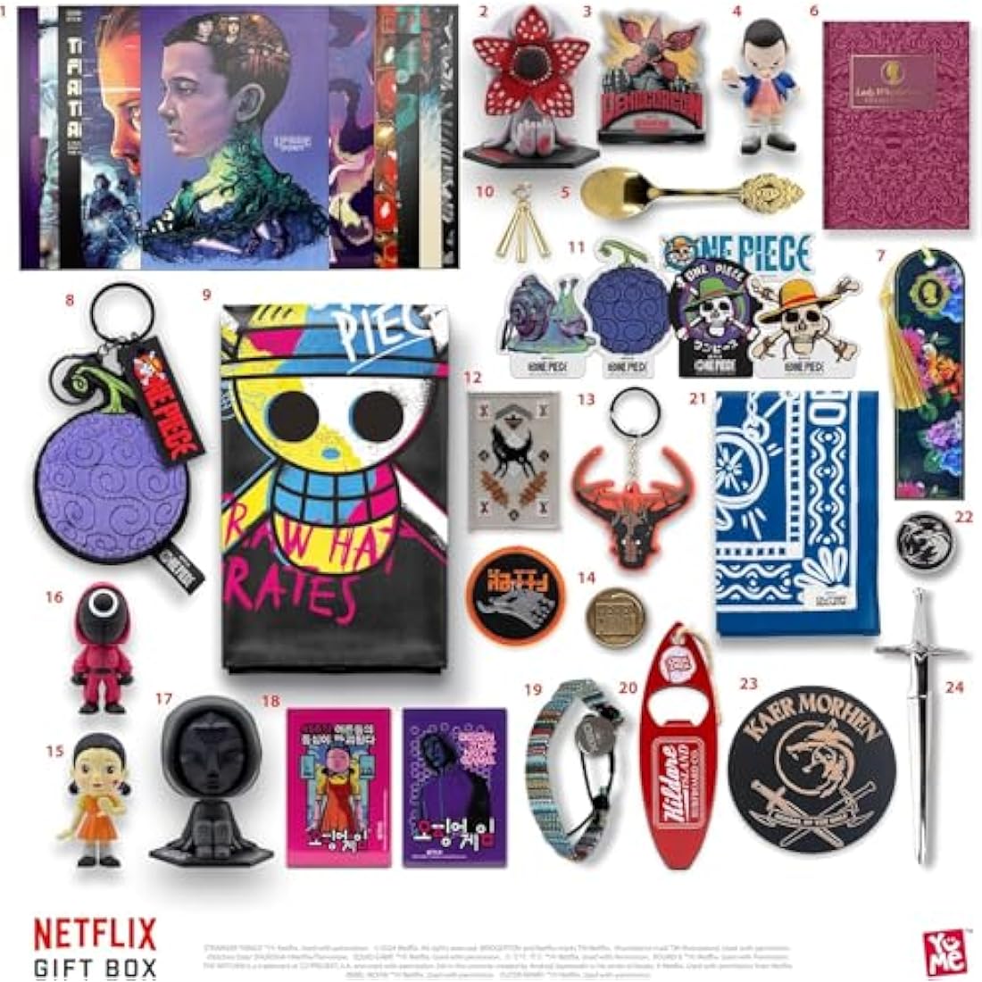YuMe Netflix Gift Box - 2025 Advent Calendar with 24 Collectibles | Premium Gifts & Toys from 7 Iconic Series Like Stranger Things, Squid Games & Outer Banks | Christmas or Birthday Gifting for Fans