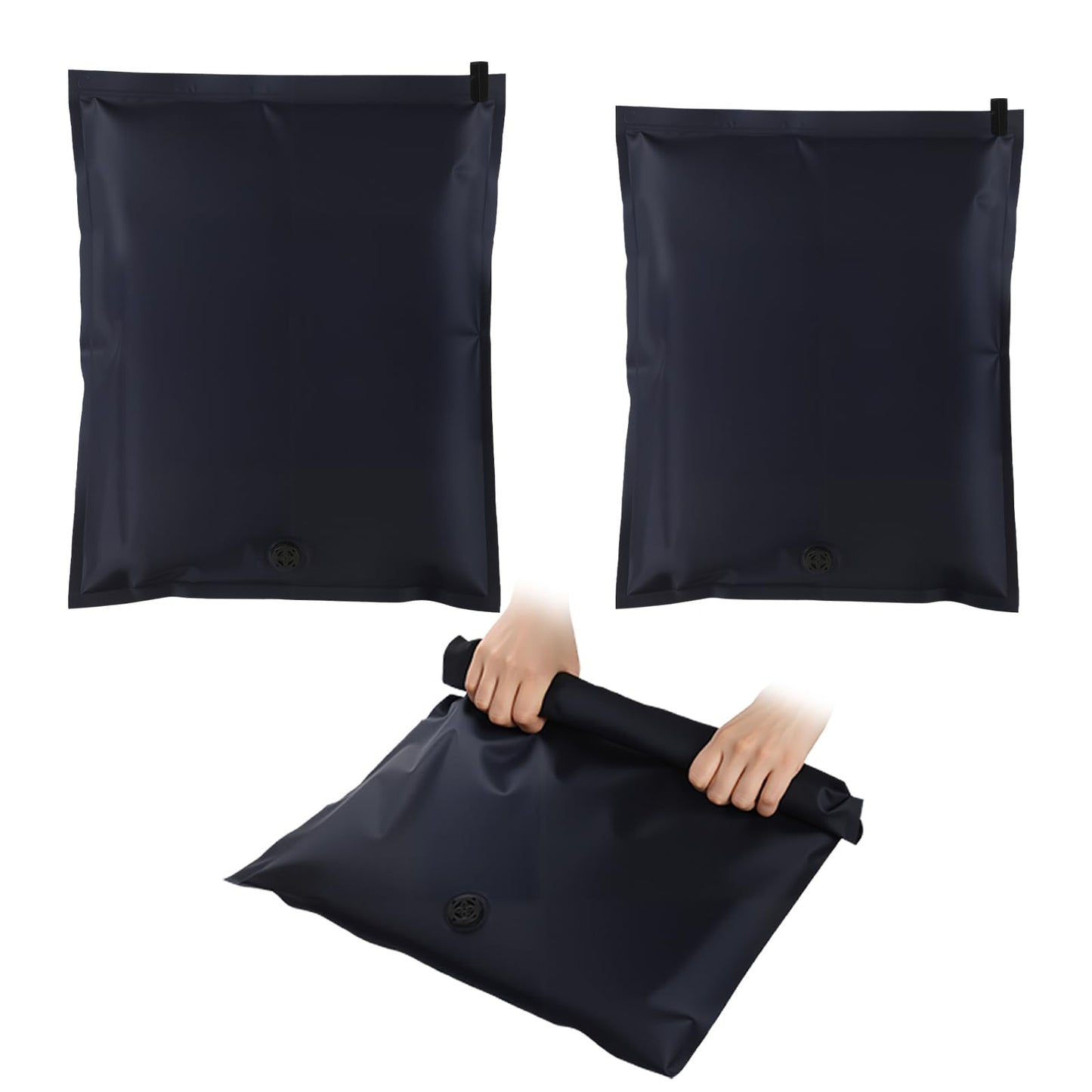 Small Vacuum Storage Bags for Travel 2 Pack（Black-1S-1M）