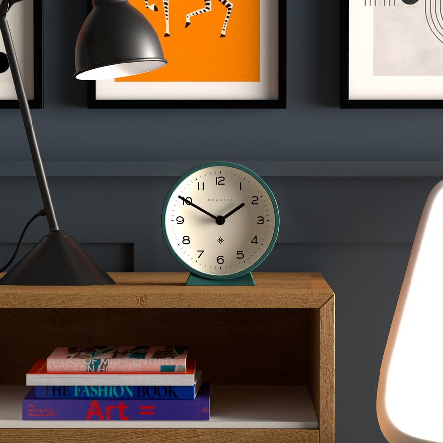 NEWGATE M Mantel Silent Sweep Mantel Clock - 'No Tick' - A Modern Mantelpiece Clock - Small Mantle Clock - Minimalist Dial - (Eden Green)