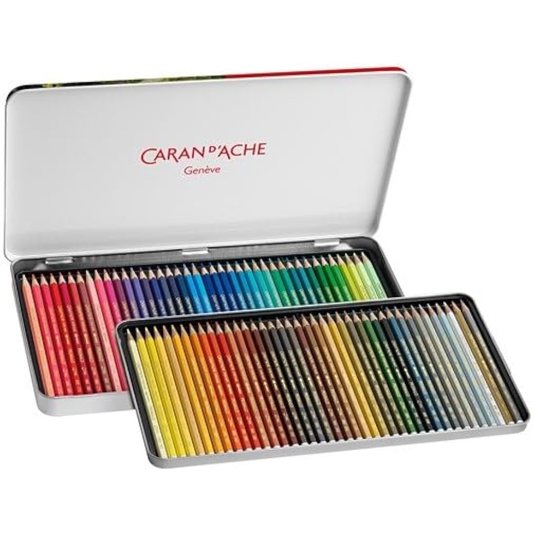 Caran Dache Metal tin with 80 Assorted Colours