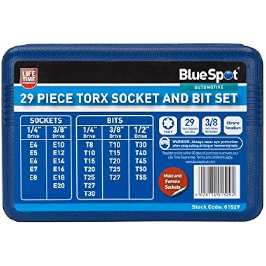 BlueSpot 01529 29 PCE Torx Socket & Bit Set