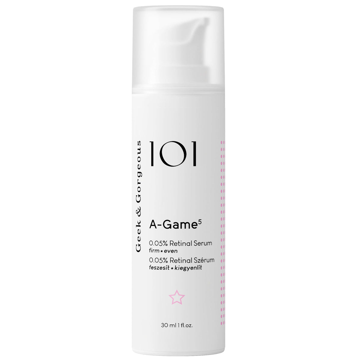 Geek & Gorgeous A-game 5-0.05% Retinal serum - silky, light with medium-strength retinal, anti-aging - all skin types, especially combination & oily