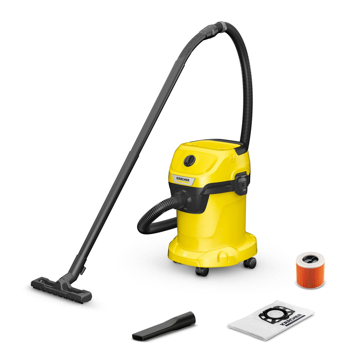 Krcher 16281030 Wet & Dry Vacuum Cleaner WD 3, blower function, power: 1000W, plastic container: 17L, suction hose: 2m, incl. cartridge filter, floor