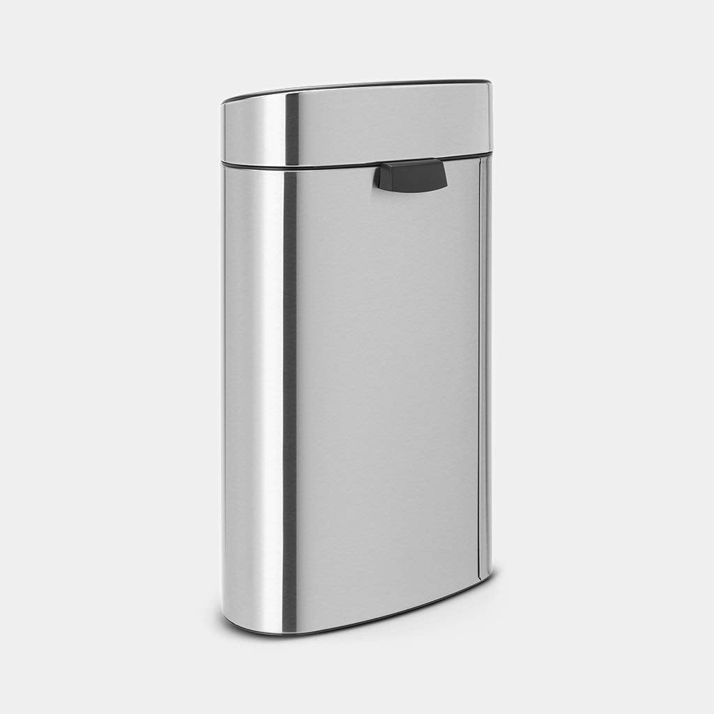 Brabantia 40L Kitchen Touch Bin New (Matt Steel) Removable Lid, Soft-Touch Open, Easy Clean Rubbish Waste Bin + Free Bin Bags
