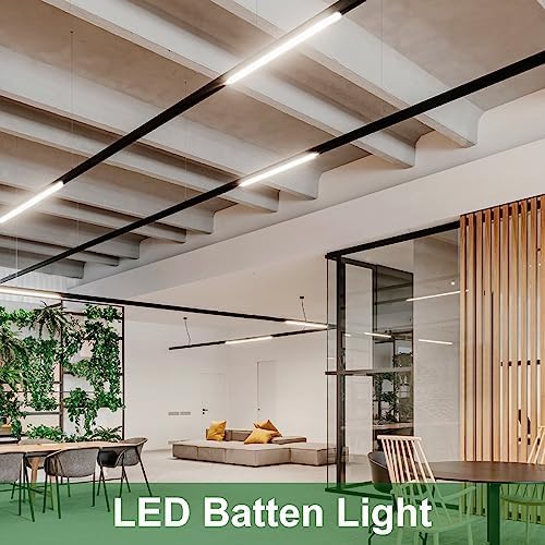 muzha 4 Packs LED Batten Lights，PC Body， 5FT 50W 4000k 5000lm,Low Profile Wall or Ceiling Surface Mounted Fitting for Home/Workshop/Office/School Restaurant (5FT)