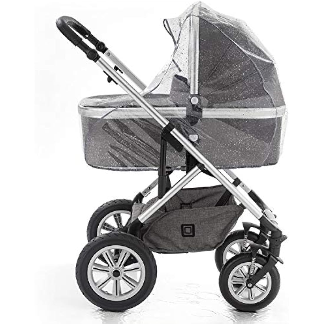 Zamboo Universal Rain Cover for Pram Carrycot (e.g. Hauck, Joie, ABC-Design etc.) | Air Circulating, Water Resistant and Durable Baby Protection Rain Shield (PVC-Free) - Grey