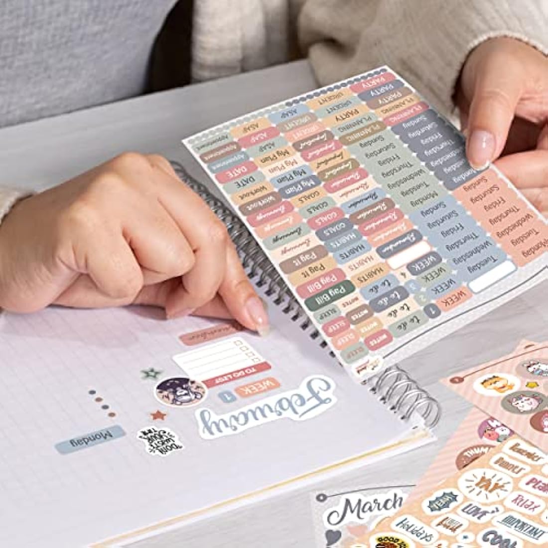 colortouch Sticker Set - 2500+ Pcs Monthly, Weekly, Daily Stickers - 32 Sheets Bullet Journal Sitckers Album for Planner, Organizer, Calendar, Laptop, Collection, Budget, Agenda, Schedule, Scrapbook