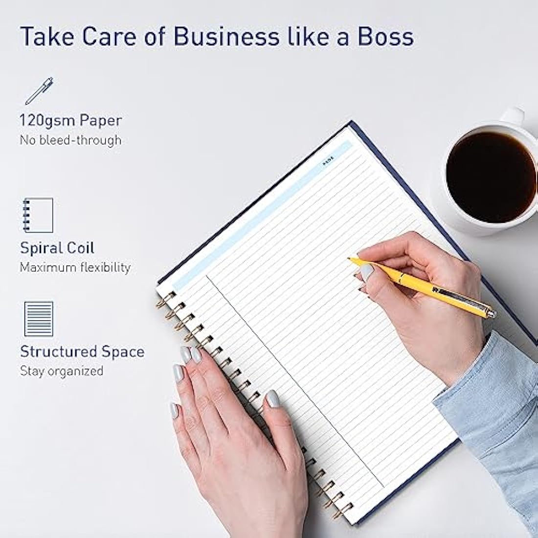 Sweetzer & Orange Undated Daily Planner for Ultimate Organization - 9x10.75'' Spiral with Hourly Schedule-Daily Notebook- To Do List Planner- Work Organizer 200 Pages