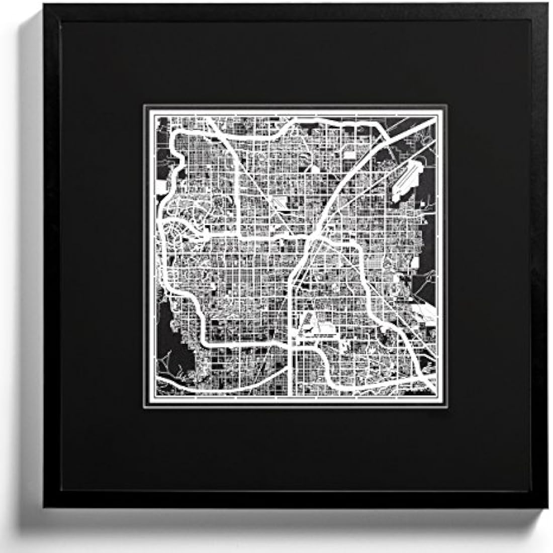 Las Vegas Paper Cut Map White 12×12 inches Paper Art