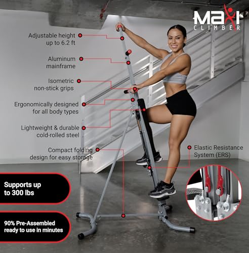 New Image Maxi Climber - Vertical Climbing Cardio Exercise Machine - Full Body Workout - Multifunctional At Home Gym Equipment - Black/Grey