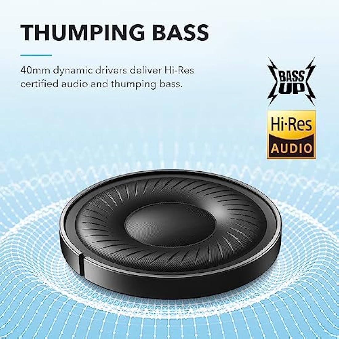 soundcore by Anker Q20i Hybrid Active Noise Cancelling Foldable Headphones, Wireless Over-Ear Bluetooth, 40H Long ANC Playtime, Hi-Res Audio, Big Bass, Customize via an App, Transparency Mode (Blue)