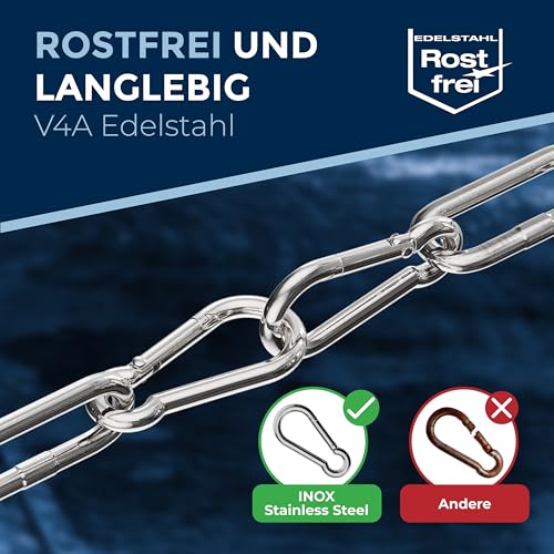 20 pieces 10-mm Stainless steel snap hook without thimble made of V4A robust shape without eye breaking load 1800 kg snap-on hooks fire brigade carabiner 316 10x100-mm