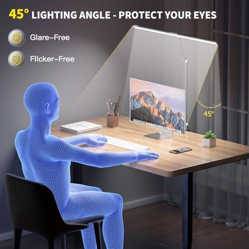 CHICLEW LED Desk Lamp for Home Office, 5 Colors Lighting 5 Brightness Levels Eye-Caring Task Architect Reading Table Lamps, Adjustable Clamp Light for Study Work, Touch Control
