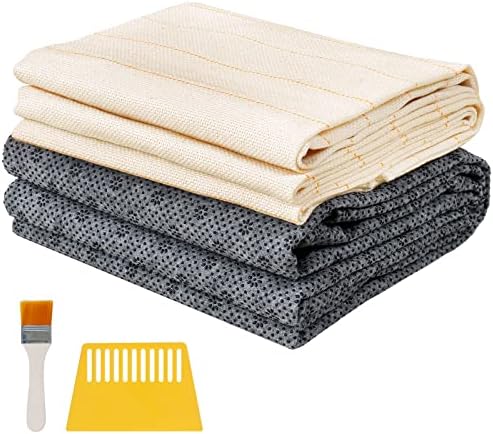 ROCKY&CHAO 79x59Inch Tufting Cloth with Yellow Marked Lines for Rug Tufting, 70x39Inch Non-Slip Backing Felt Cloth for Tufted Rugs, Monk Cloth Rug Tufting Kit for Tufting Gun, Punch Needle