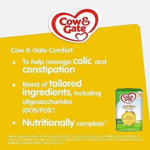 Cow & Gate Comfort Baby Milk Powder Formula, from Birth, 800 g (Pack of 4)