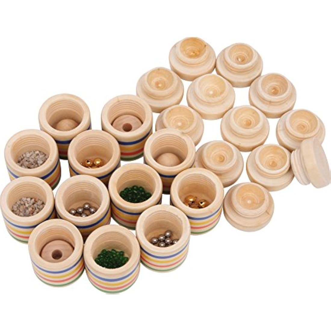 small foot 6766 sensory game "hearing memory" made of wood, 12 wooden boxes, 6 x 2 pairs, memo with sound instead of pictures, from 3 years on