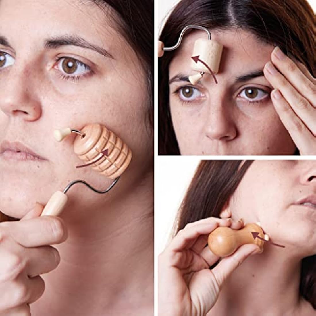 BICTIVE® Wooden Face Roller and Gua Sha Set. Wood Therapy Tools for Face, Slimmer, Face Rollers for Women, Facial Tools, Massager for Face Firming, Double Chin and Contour.