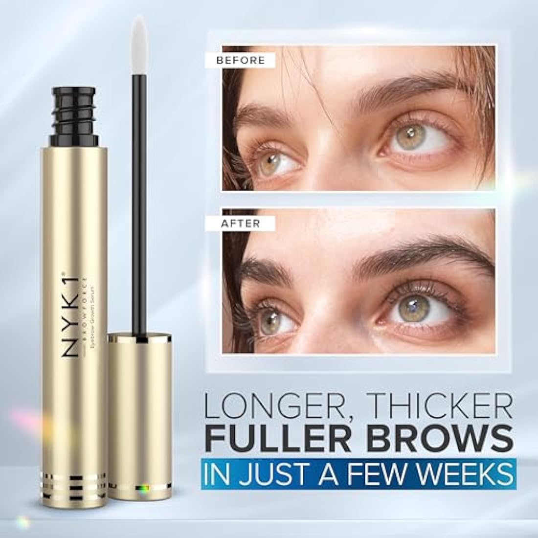 NYK1 CONCENTRATED Eyebrow Growth Serum For Thicker Brows (XL - 8ml) BrowForce Eyebrow Serum To Grow Fuller Thicker Natural Eye Brows - Advanced Eye Brow Growth Serums Formula For Eyebrows Regrowth