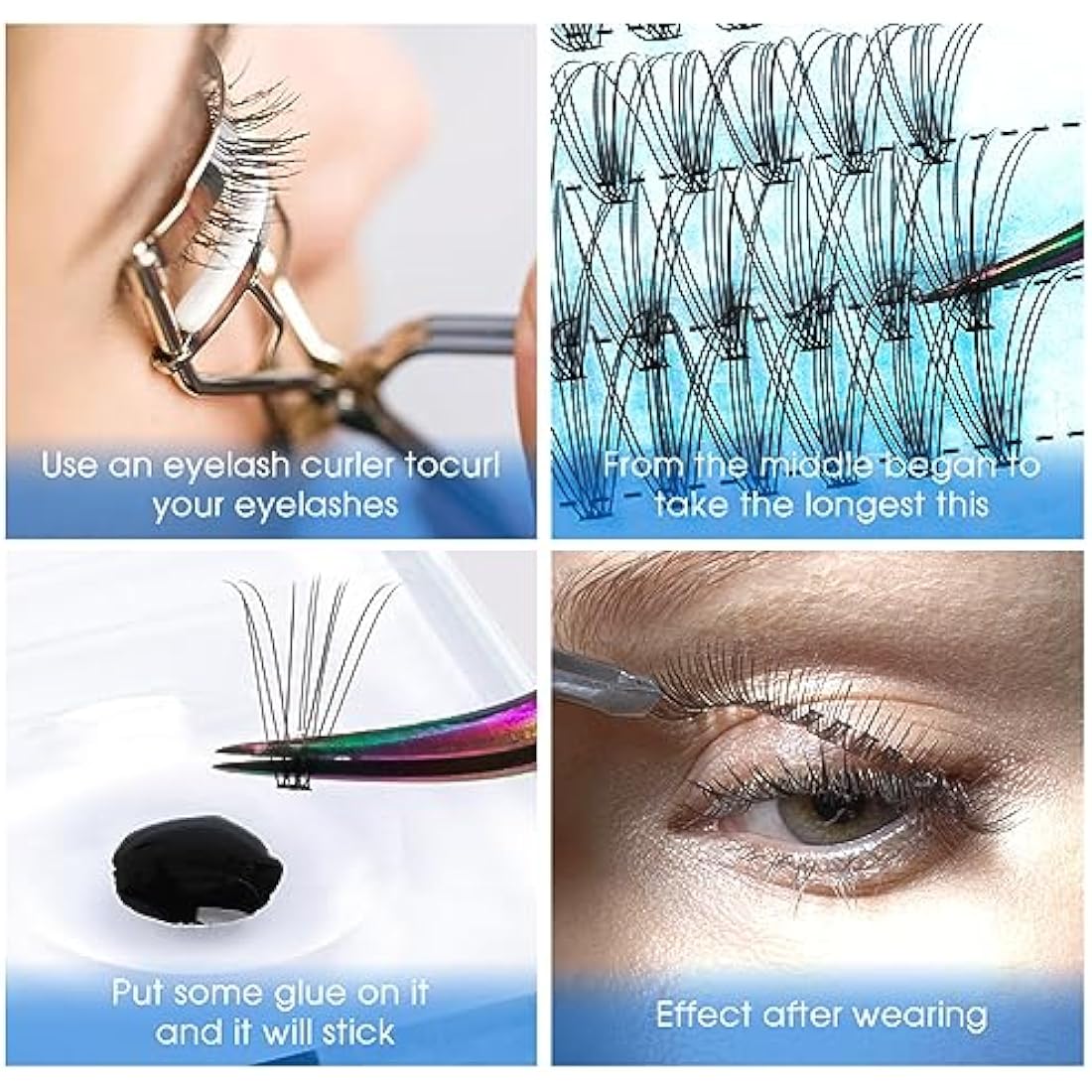 Bransfy False Eyelashes Clusters 280pcs DIY Eyelash Extension D Curl Long Individual Lashes Mixed Faux Mink Lash Clusters Extensions(30D+40D-0.07D 9-16mm)