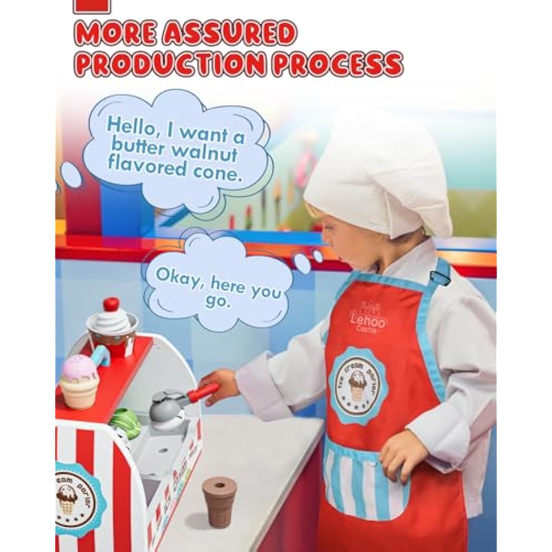 Lehoo Castle Ice Cream Toys for Kids, Ice Cream Shop, Play Food, Play Kitchen Accessories, Ice Cream Toy, Toy Food, Kitchen Toys for Girls, Ice Cream Set, Gift for 3 Year Old Boy Or Girl(Red)