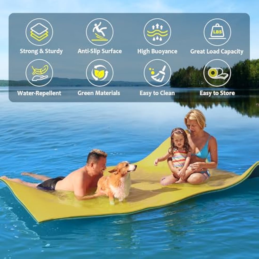 CTSC Floating Mat - Floating Island - 3-Layer Floating Water Mat, Water Trampoline for Kids and Adults, Tear-Resistant XPE Foam Mat for Lake Beach Ocean Pool
