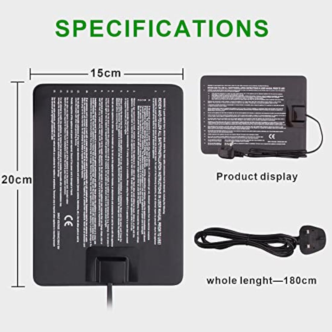 DERNORD Heat Mat with Thermostat - 8W Heat Mat Reptile and Digital Thermostat Combo Set for Snake Vivarium Bearded Dragon Lizard Tank