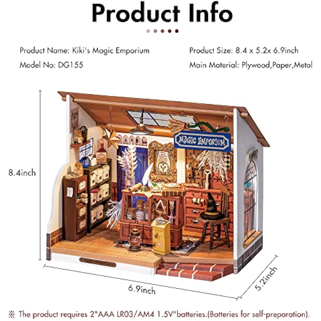 Rolife DIY Miniature House Kits-Kiki's Magic Emporium-Mini Room Decor for Teen Girls Boys Women (DG155)