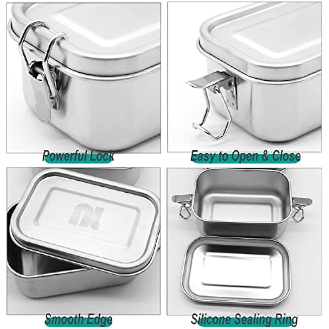 nicelock Small Food Storage Container Stainless Steel Lunch Snack Boxes Food Prep Containers with Lids Airtight Freezer & Dishwasher Safe | 400 ml | BPA-Free Plastic-Free | Pack of 3